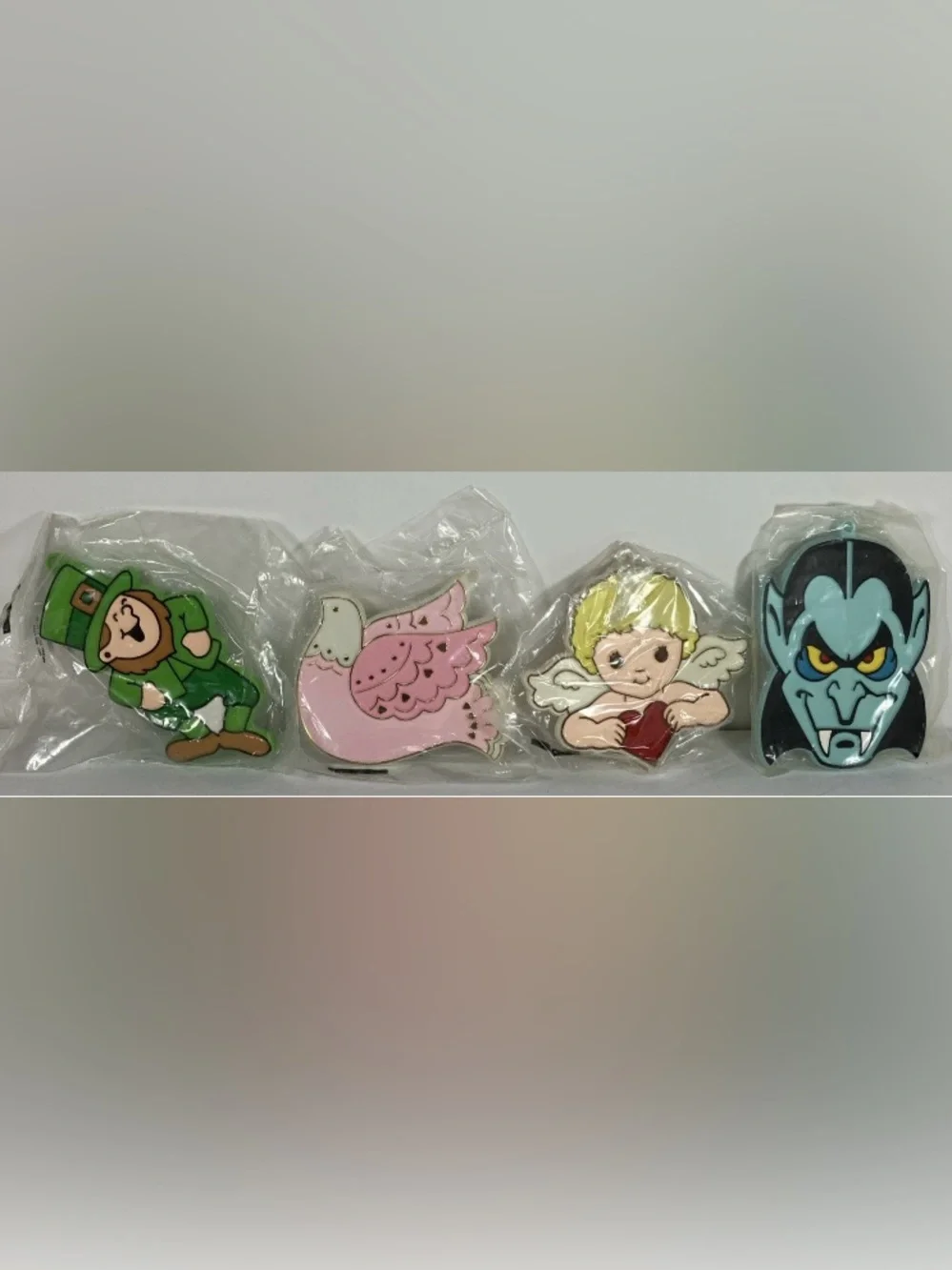 Vintage Hallmark Holiday Cookie Cutters Set Leprechaun Cupid Dracula Dove New
